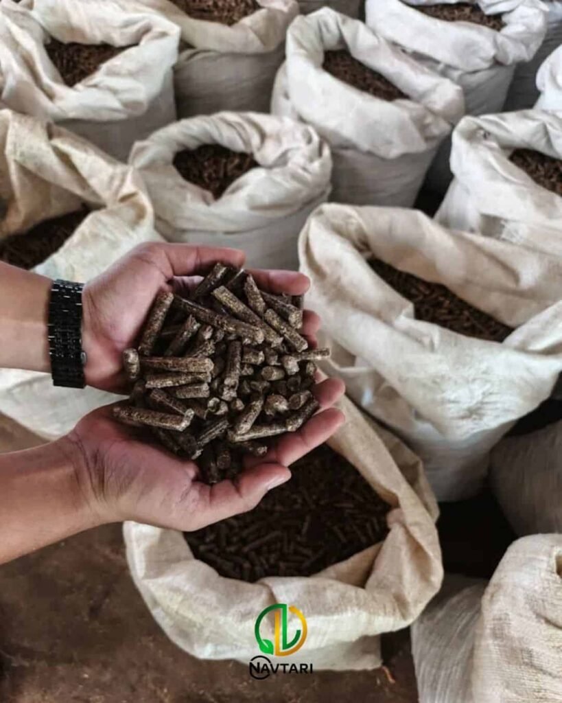 stok karung sampel pupuk organik dan pelet biomassa navtari